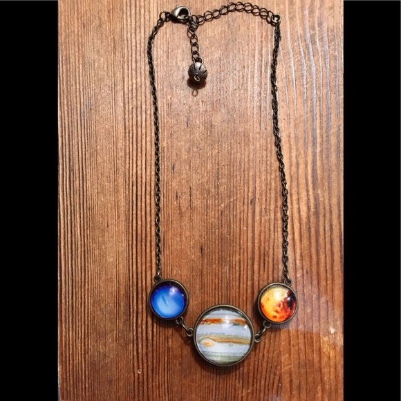 Planets Necklace,  Ladies Repurposed Necklace,  Ladies Jewelry - Picture 3 of 5